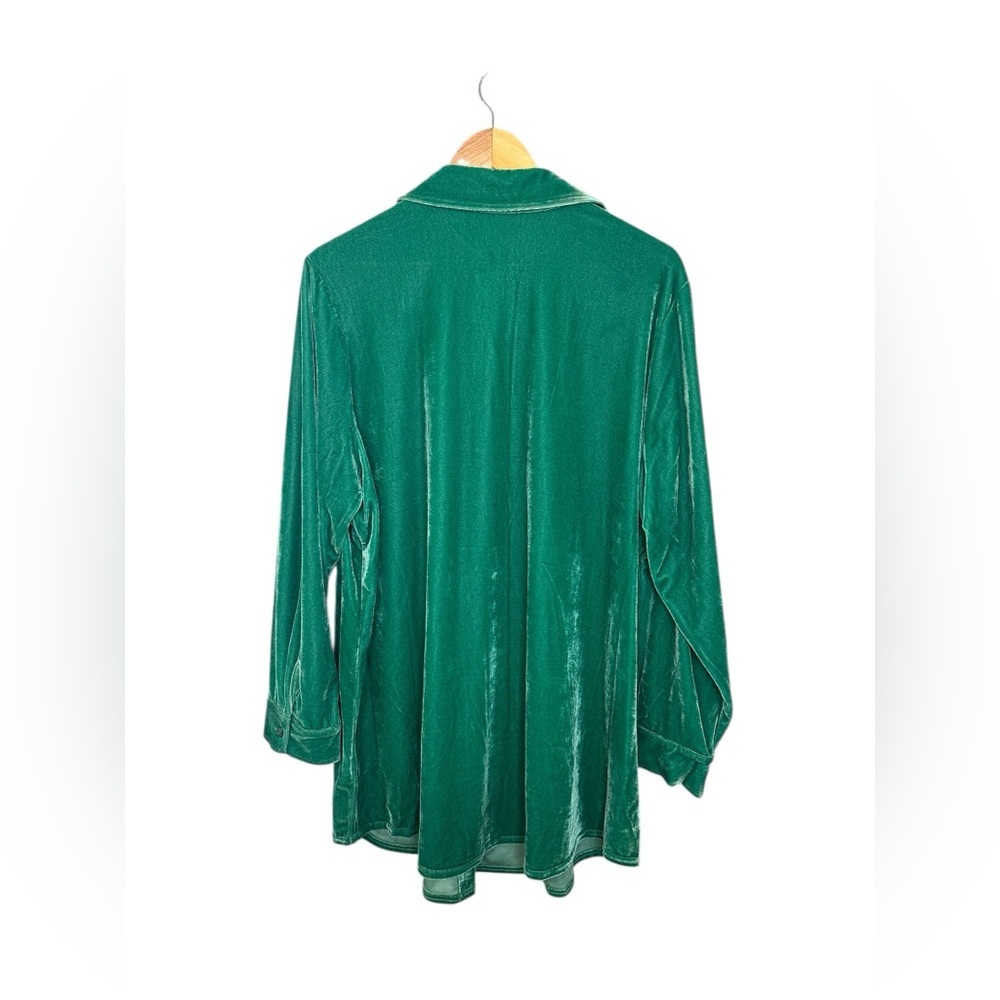 NWT Soft Surroundings Green Velvet Boyfriend Tunic Long Sleeve 1X - Picture 5 of 6